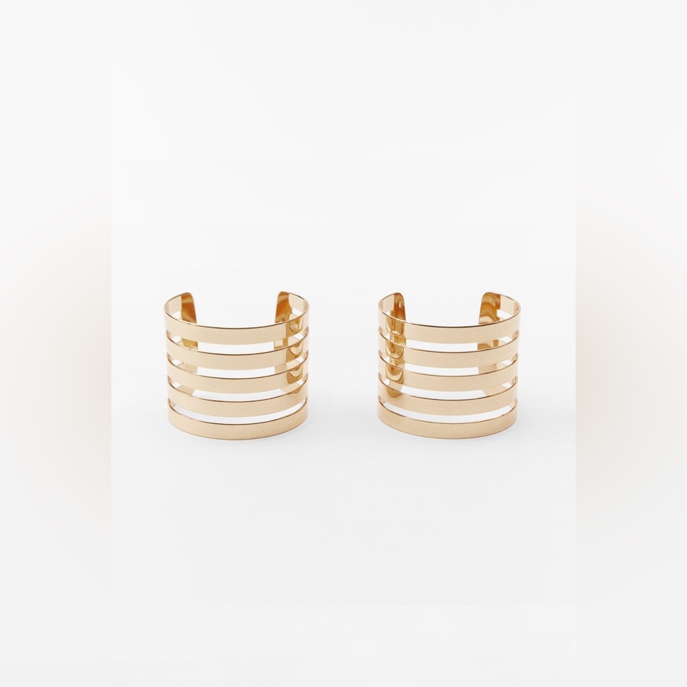 Zara - Gold Tone Pair of Striped Bracelets Cuffs- NWT